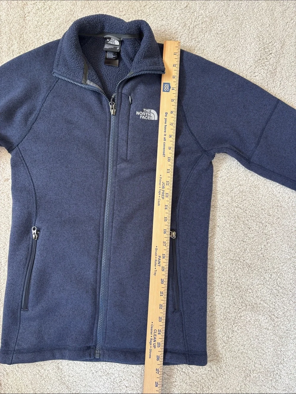North Face Gordon Lyons Sweater Jacket Full Zip Fleece Navy Blue Pockets Mens XS